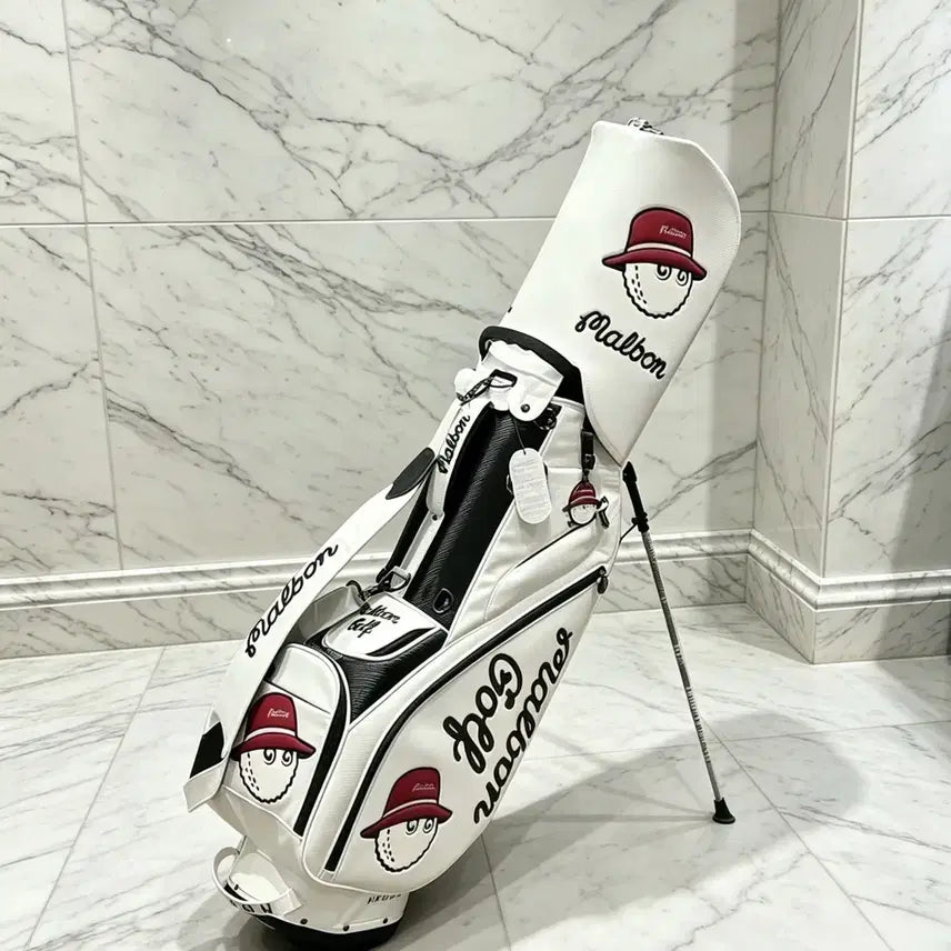 [BUNJANG] Malbon Golf Stand Bag White / (새상품 당일)말본 골프백 스탠드백 화이트