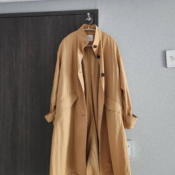 [BUNJANG] MIXXO Beige Long Windbreaker Jacket / MIXXO 베이지 바람막이 롱 자켓  ~66
