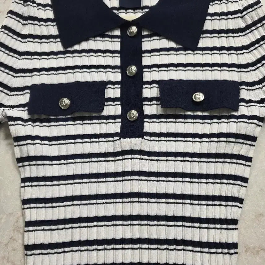 [BUNJANG] Juun.J Striped Tieri Short Sleeve Pullover (Size 36) / 준지 스프라이트 티에리 반팔 풀오버(사이즈036)