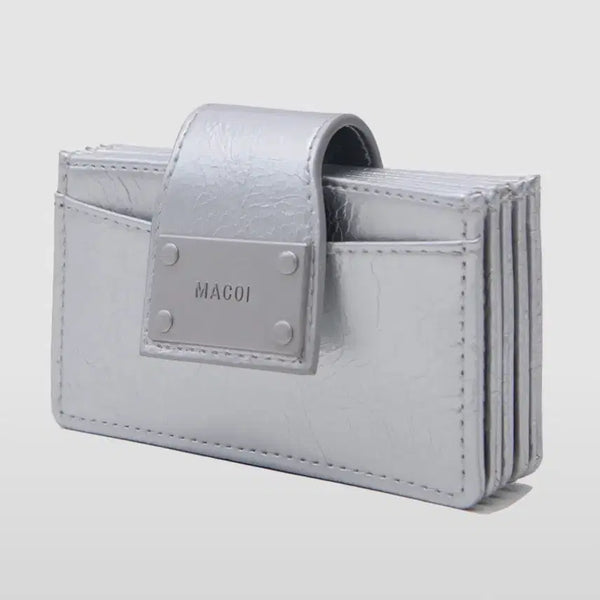 [BUNJANG] Makoi Palette Snap Pocket Leather Mini Card Wallet [Silver] / 마코이 팔레트 스냅 포켓 레더 미니 카드 지갑 [실버]