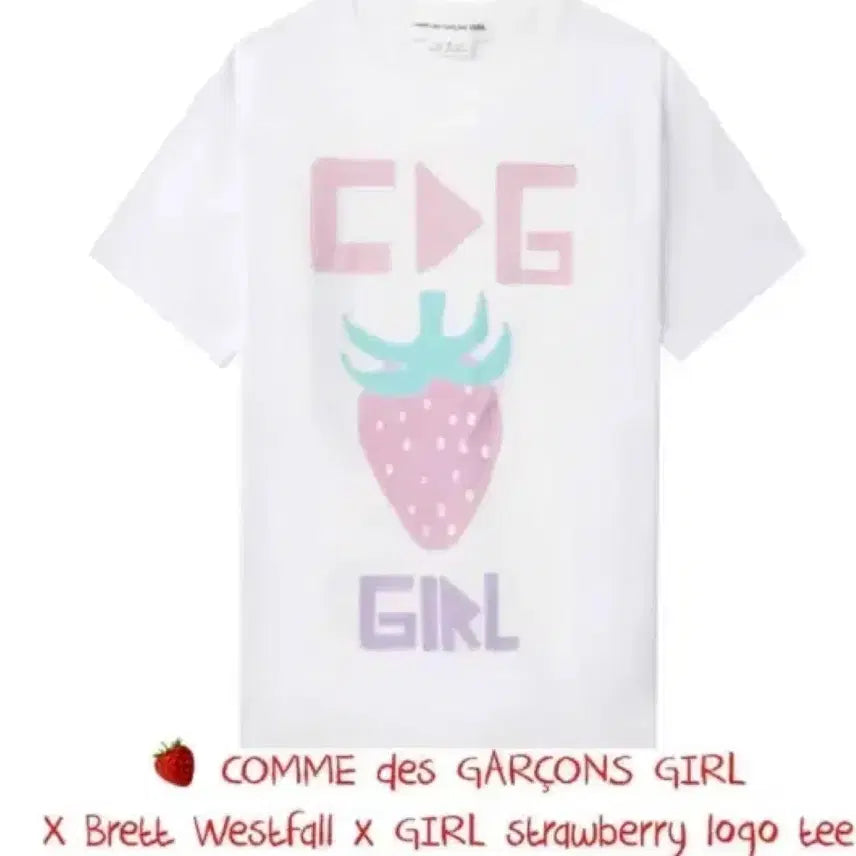 [BUNJANG] Comme des Garçons Girl Brett Weston Paris Strawberry Short Sleeve T-Shirt / 꼼데가르송 걸 브렛웨스트폴 스트로베리 딸기 반팔 티셔츠