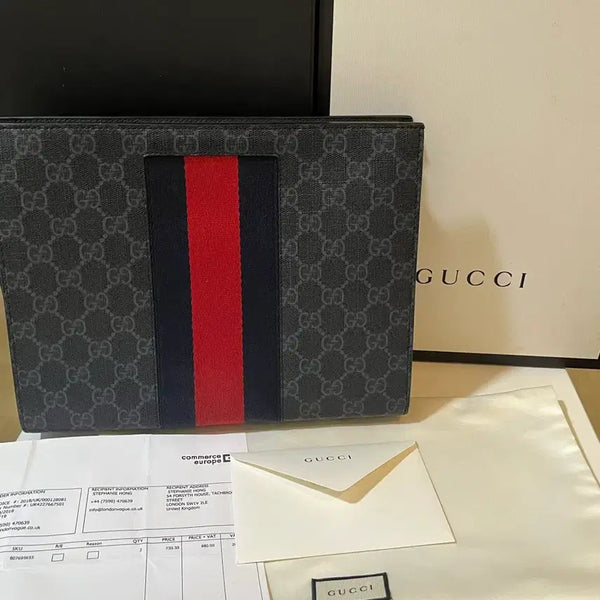 [BUNJANG] Gucci Supreme Three-Stripe Web Clutch Bag / [새상품급]구찌 슈프림 삼선 웹 클러치 백