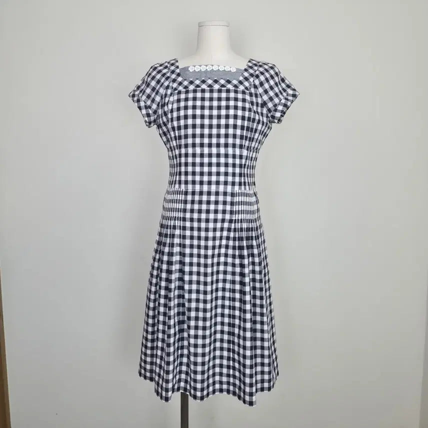 [BUNJANG] IMAGE ROUGE Navy Gingham Check Midi Dress / IMAGE ROUGE 네이비 깅엄체크 미디원피스 일본빈티지