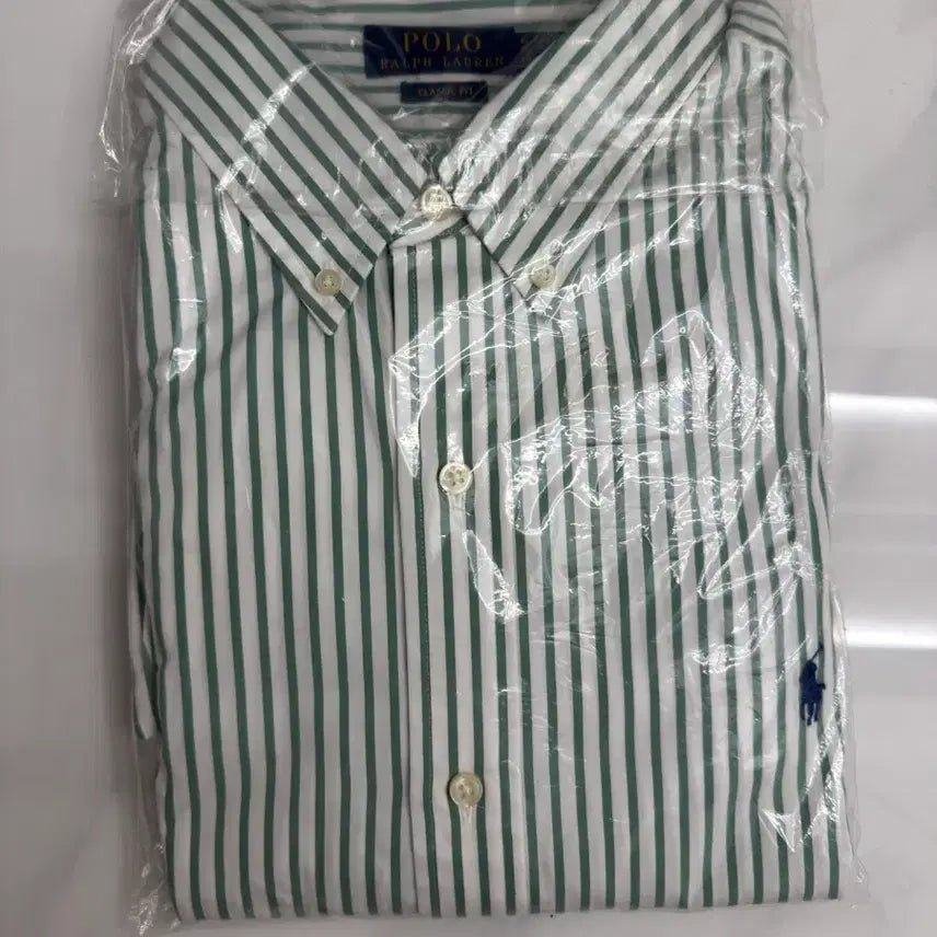 [BUNJANG] Polo Ralph Lauren Men's Classic-Fit Striped Poplin Shirt White Seafoam XL / [XL] 폴로 클래식핏 스트라이프 포플린 셔츠
