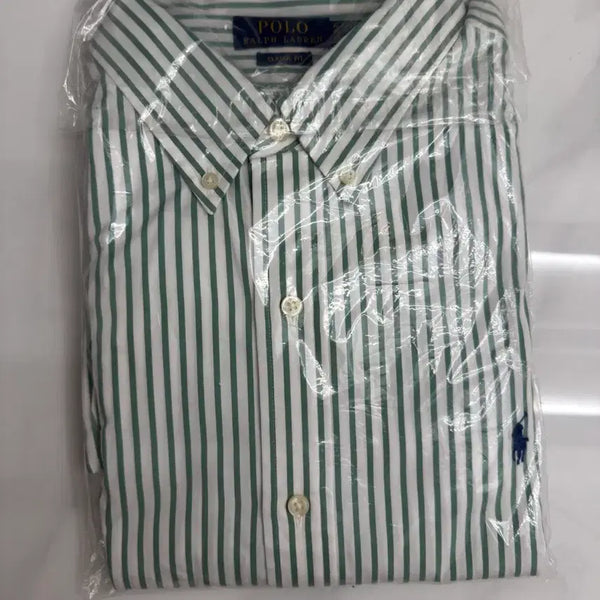 [BUNJANG] Polo Ralph Lauren Men's Classic-Fit Striped Poplin Shirt White Seafoam XL / [XL] 폴로 클래식핏 스트라이프 포플린 셔츠