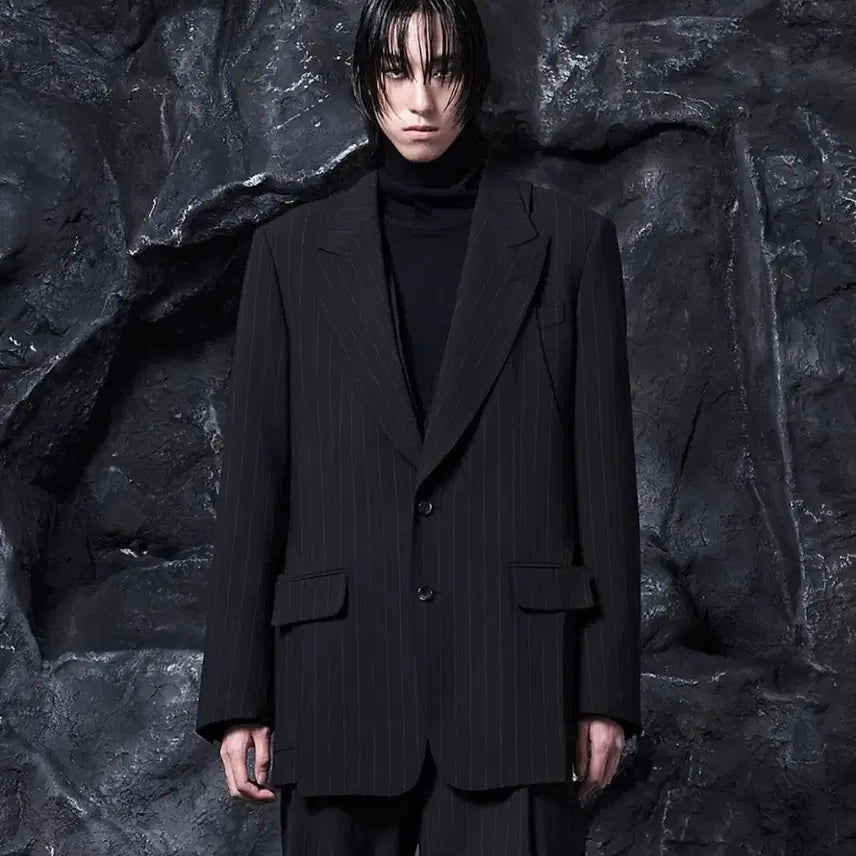 [BUNJANG] SONGZIO Collection META Blazer Jacket Black Pinstripe SE5JK700BK / 송지오 컬렉션 메타 블레이져 자켓 50 SE5JK700BK