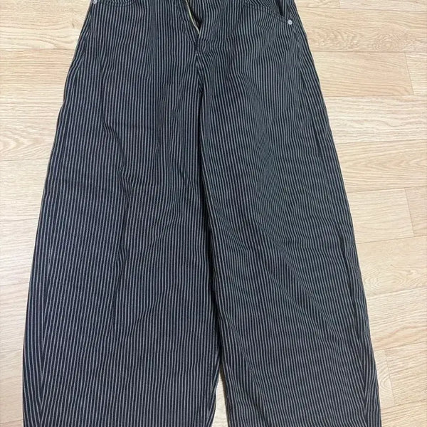 [BUNJANG] Striped Wide Cotton Pants / 스트라이프 와이드 팬츠