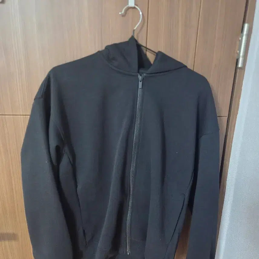 [BUNJANG] Uniqlo C Sweat Oversized Full Zip Parka Black S / 유니클로 C 스웨트 오버사이즈 풀집 파카 블랙 s