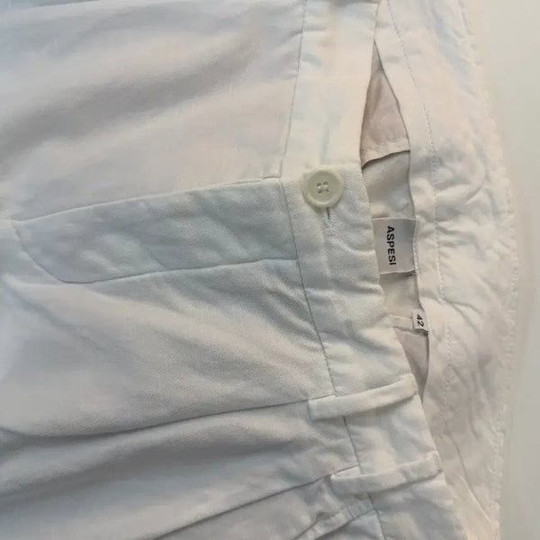 [BUNJANG] Aspesi Two Tuck Linen Shorts White / 아스페시 투 턱 린넨 쇼츠