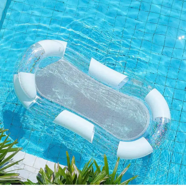 [BUNJANG] Clear Glitter Inflatable Hammock Tube / (새상품) 투명 글리터 해먹튜브