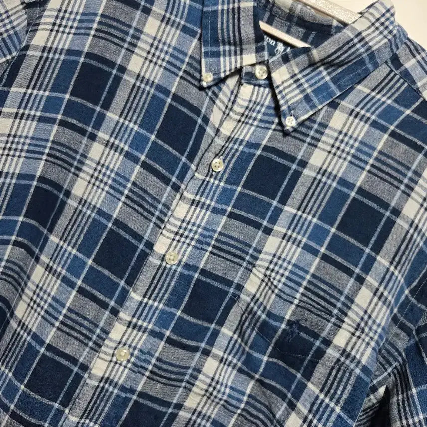[BUNJANG] Polo Ralph Lauren Men's Linen Check Short Sleeve Shirt / 폴로 랄프로렌 정품 남성 린넨 체크 반팔셔츠