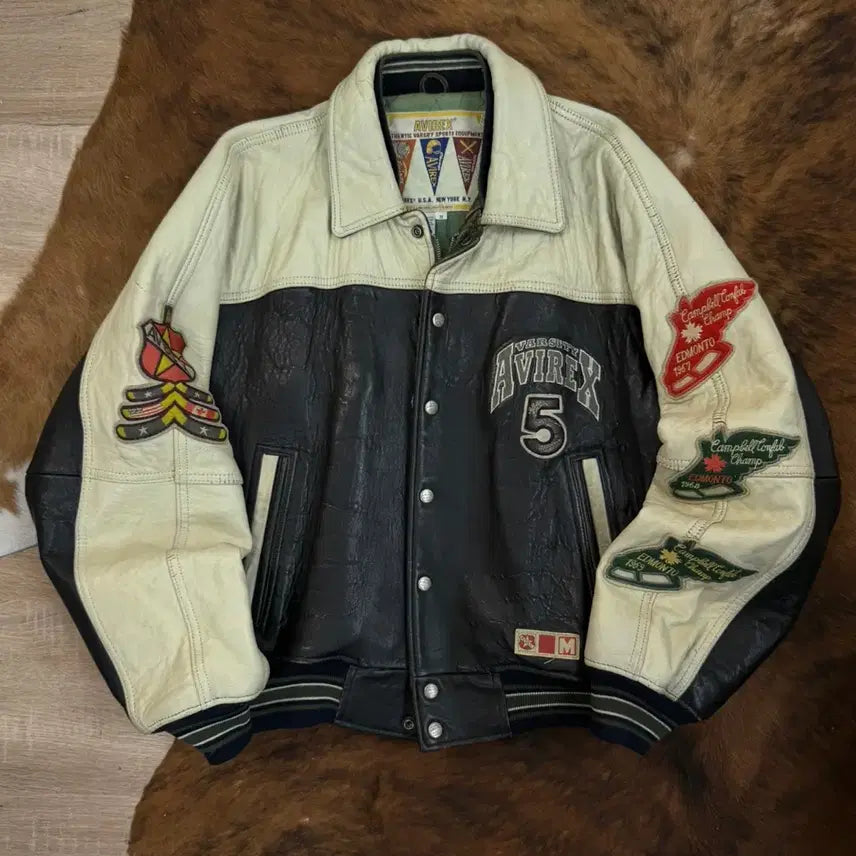 [BUNJANG] Avirex 90s Leather Varsity Jacket / 90s 아비렉스 레더 바시티 자켓