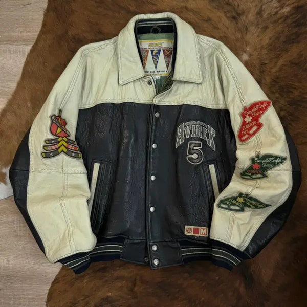 [BUNJANG] Avirex 90s Leather Varsity Jacket / 90s 아비렉스 레더 바시티 자켓