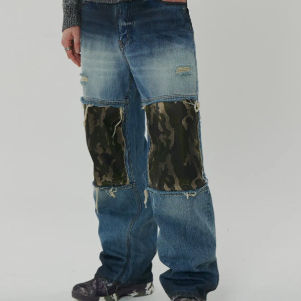 [BUNJANG] MAISON MINED ISLAND SQUARE PATCH DENIM PANTS INDIGO 50 / (새상품)메종미네드 ISLAND SQUARE PATCH DENIM 50