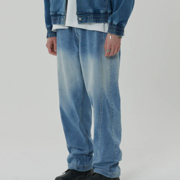 [BUNJANG] MAISON MINED CURVED LINE STRING DENIM PANTS BLUE / (새상품)메종미네드CURVED LINE STRING DENIM PANTS