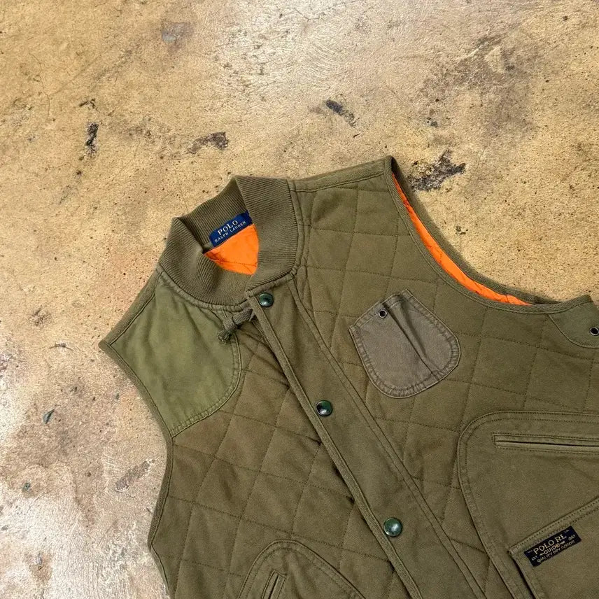 [BUNJANG] Polo Ralph Lauren Quilted Vest Khaki / [정품/M] 폴로 랄프로렌 퀼팅 조끼 카키