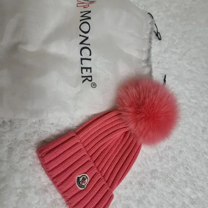 [BUNJANG] Moncler Pink Pom Pom Beanie / 몽클레어 핑크 폼폼 비니정품