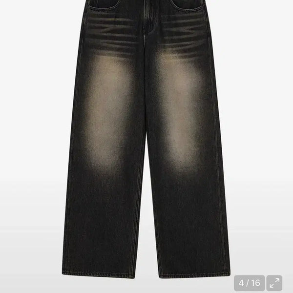 [BUNJANG] Modern Arter Easy Loose Denim Pants (Brown Black) / 모덴아르더 이지 루즈 데님 팬츠 (브라운 블랙)