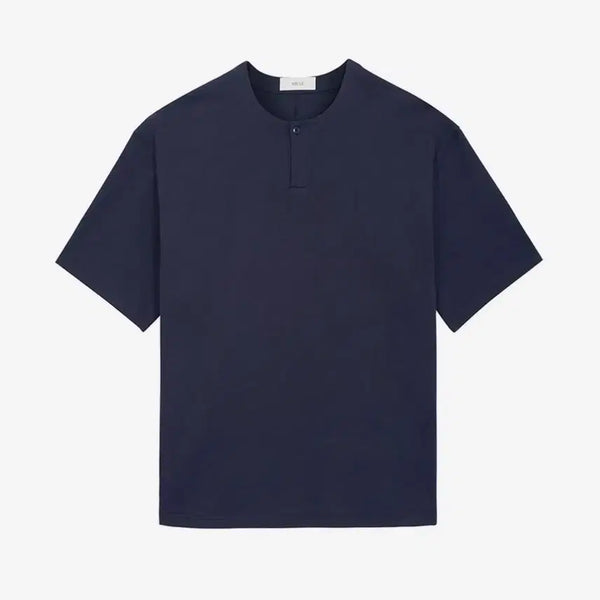 [BUNJANG] Siecle Henly Neck Button T-Shirt Navy XL / 시에클 헨리넥 버튼 티셔츠 네이비 XL 새상품