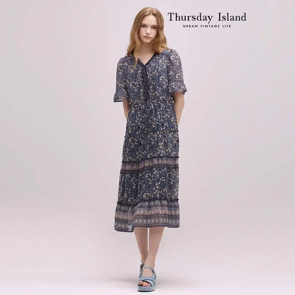 [BUNJANG] Thursday Island Patterned Long Dress / 써스데이아일랜드 T244MOP236W1