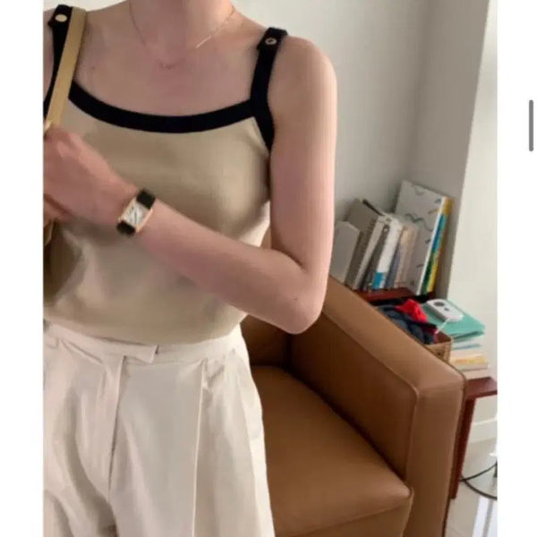[BUNJANG] Mone Caroline Ribbit Sleeveless Top / 모네 리본빛 캐롤린 슬리브리스