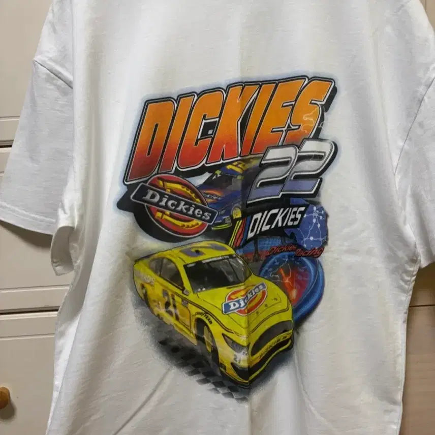 [BUNJANG] Dickies Short Sleeve Racing T-Shirt White / 디키즈 반팔티 레이싱 티셔츠