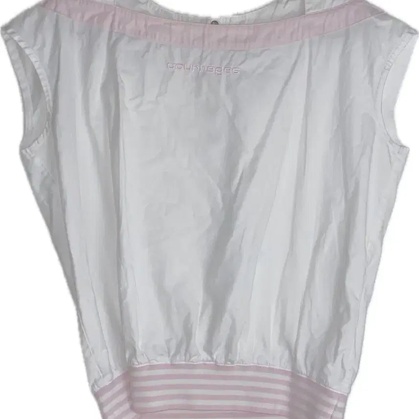 [BUNJANG] Courreges Vintage Pink Stripe Sleeveless Top / 꾸레쥬 빈티지 핑크 스트라이프 슬리브리스  #빈티지디올