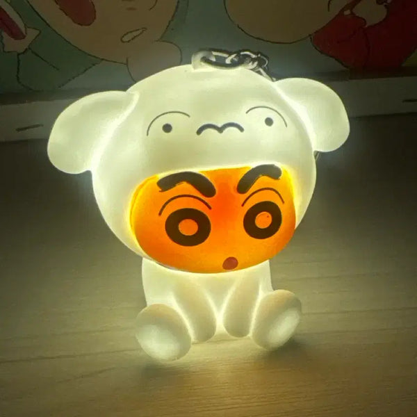 [BUNJANG] Crayon Shin-chan Whitey Mood Lamp Keychain / 짱구 흰둥이 무드등 키링