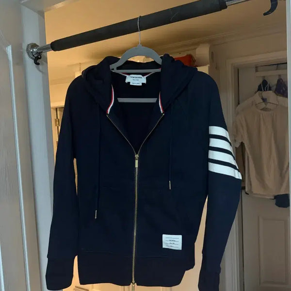 [BUNJANG] Thom Browne Navy Striped Sleeve Hoodie Zip-Up Size 3 / 톰브라운 사선완장 네이비 후드집업 3사이즈