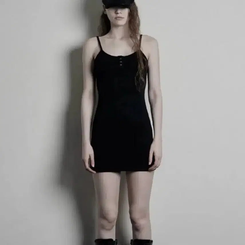 [BUNJANG] Bohemian Seoul Button Sleeveless Mini Dress Black / 보헤미안서울 보헴서 버튼 슬리브리스 미니 원피스 드레스 블랙 보헴서
