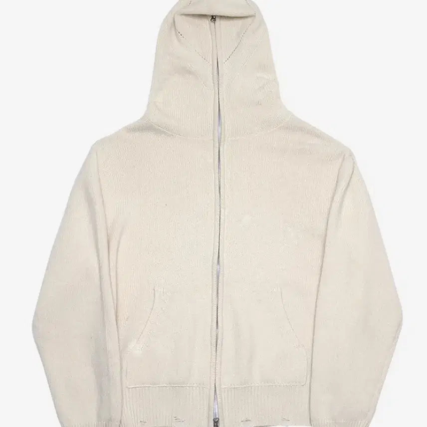 [BUNJANG] Allene Full Zip Knit Hoodie Cream Size 1 / 알렌느 풀 집업 니트 후드 크림 1사이즈
