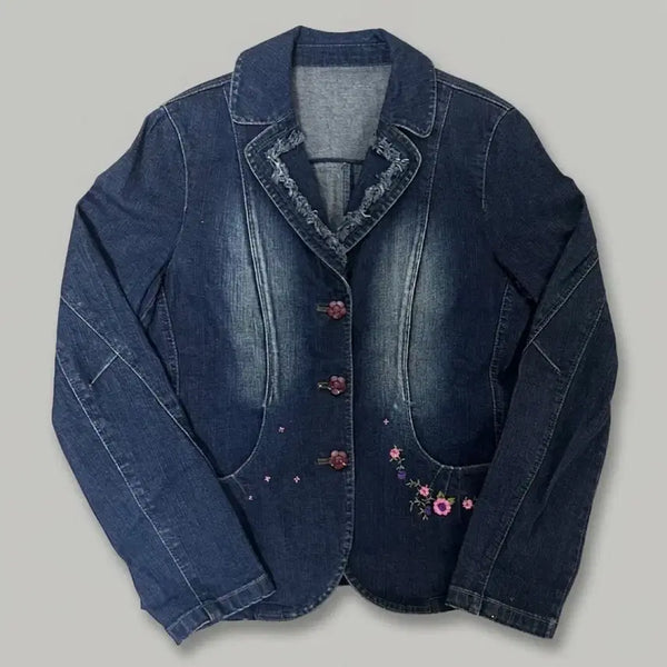 [BUNJANG] Flower Embroidered Denim Jacket (M) / 꽃 자수 장식 청자켓 M 1C2-2