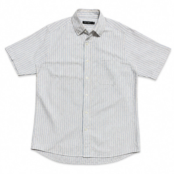 [BUNJANG] Japanese Vintage Y2K Amekaji Multi-Stripe Short-Sleeve Shirt (M) / JPN 00s 일본 빈티지 y2k 아메카지 멀티 스트라이프 반팔 셔츠 M