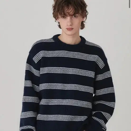 [BUNJANG] Kineto Breeze Stripe Wool Sweater Navy L / [키네토] 브리즈 스트라이프 울 스웨터 네이비 L