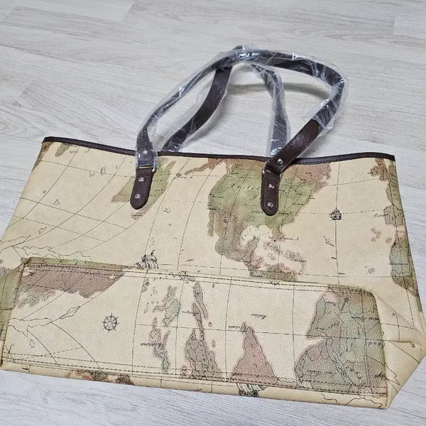 [BUNJANG] World Map Tote Bag Beige / 세계지도 토트백 베이지색