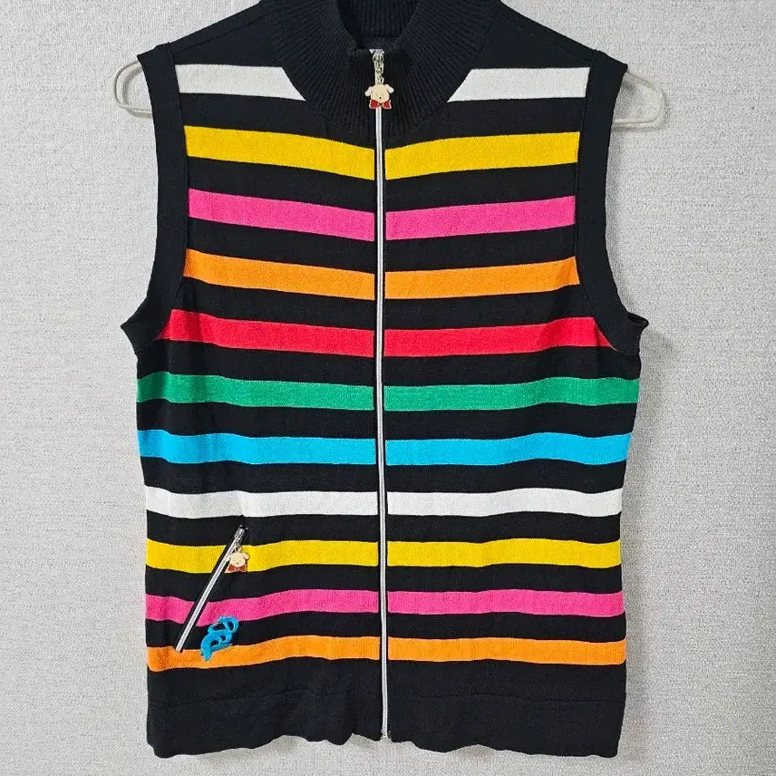 [BUNJANG] Golf Wear Striped Knit Vest / 골프웨어 단가라 니트 조끼