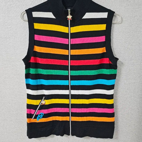 [BUNJANG] Golf Wear Striped Knit Vest / 골프웨어 단가라 니트 조끼