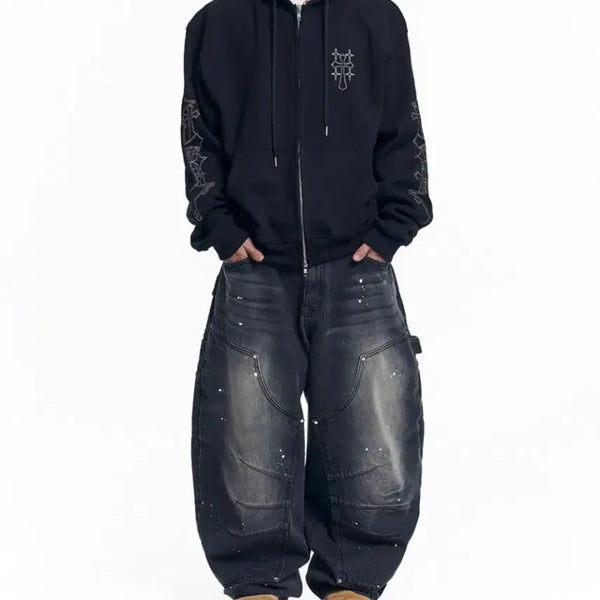 [BUNJANG] EAZINOIZY Needle Work Hooded Sweatshirt & Pants Set-up / 이지노이지 니들 워크 후드,팬츠 셋업