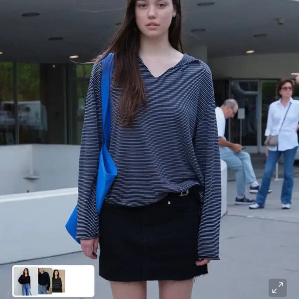 [BUNJANG] LOW CLASSIC Stripe Sweater Black L / 로우클래식 스트라이프 스웨터 블랙L