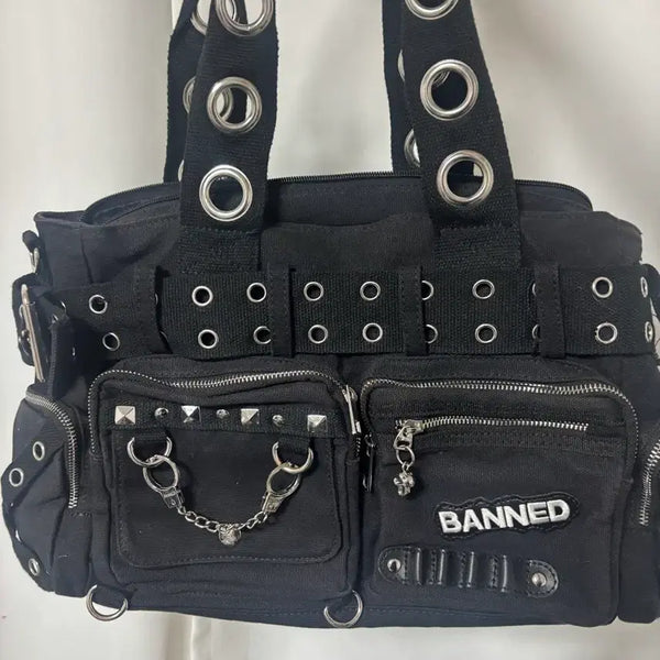 [BUNJANG] Banned Black Punk Goth Bag / BANNED 가방 블랙 펑크 고스 가방 지뢰계 락샵 중성계