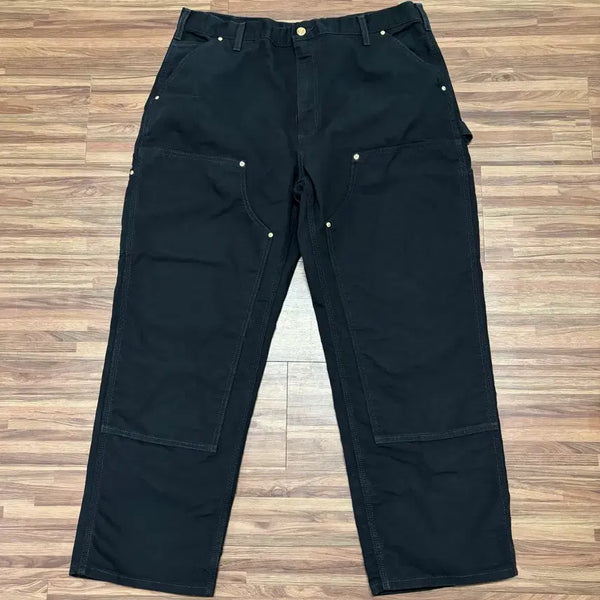 [BUNJANG] Carhartt WIP Double Knee Carpenter Work Pants - Black, Made in USA, Size 38 / 칼하트 미제 usa 더블니 블랙 카펜터 워크팬츠 38