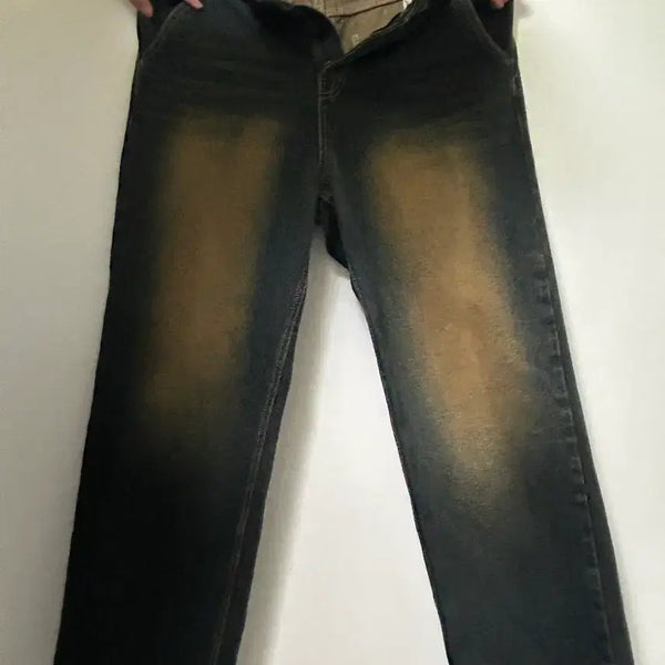 [BUNJANG] Vintage Washed Dark Blue Denim Pants / 빈티지 워싱 진청 데님 팬츠