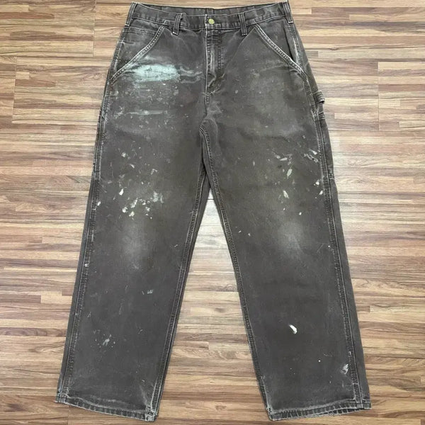 [BUNJANG] Carhartt Dark Brown Painted Vintage Single Knee Carpenter Work Pants / 칼하트 다크 브라운 페인티드 dkb 빈티지 싱글니 카펜터 워크 팬츠 32