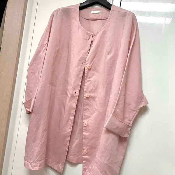 [BUNJANG] JEPYEONG Alberto Women Linen 100% Raglan Loose Fit Jacket Pink / 제평 알베르토우먼 린넨100% 나그랑 루즈핏 자켓 핑크 코트점퍼가디건여름