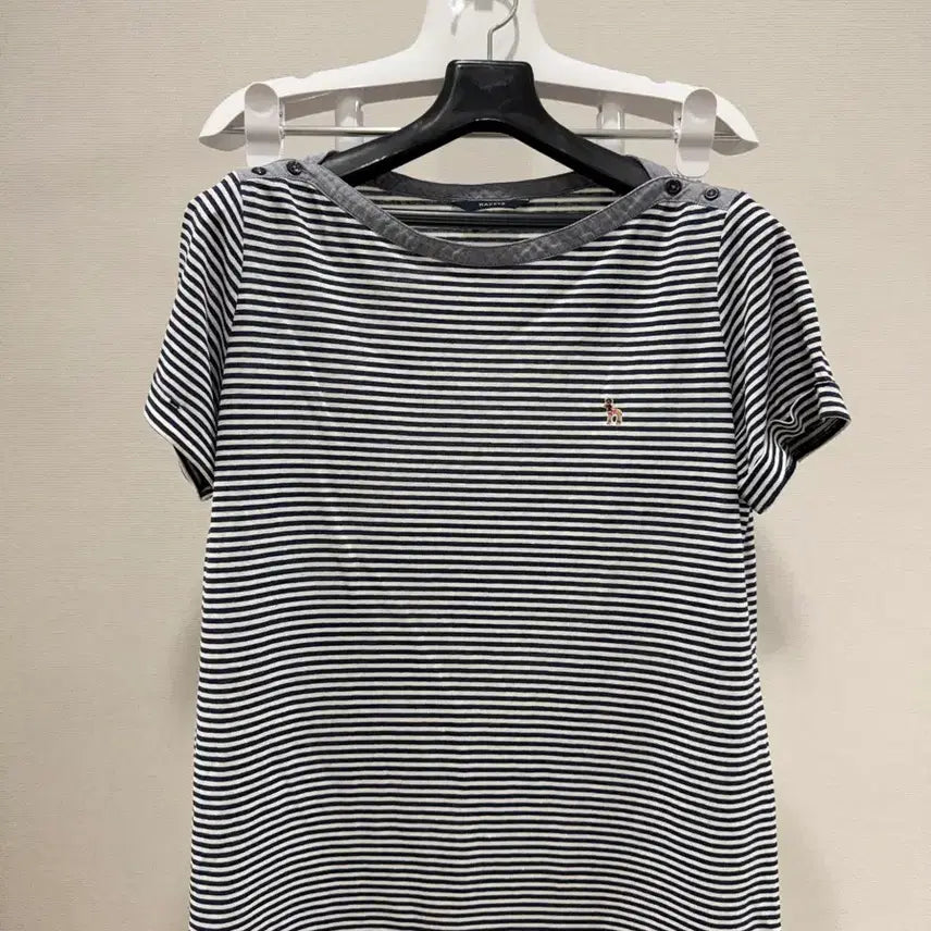 [BUNJANG] Hazzys Women's Linen Stripe Short Sleeve T-Shirt Size 95 / 헤지스 여성 린넨 스트라이프 반팔티 95사이즈