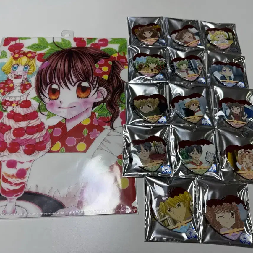 [BUNJANG] Dream Colorful Cake File & Heart Can Badge Bundle Set / 꿈빛파티시엘 파일, 하트캔뱃지 일괄