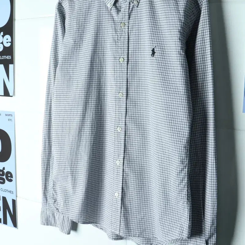 [BUNJANG] Polo Ralph Lauren Men's USA Check Black Pony Shirt L-XL / (L-XL) 폴로 랄프로렌 셔츠 남방 USA 체크 블랙 포니-H34413