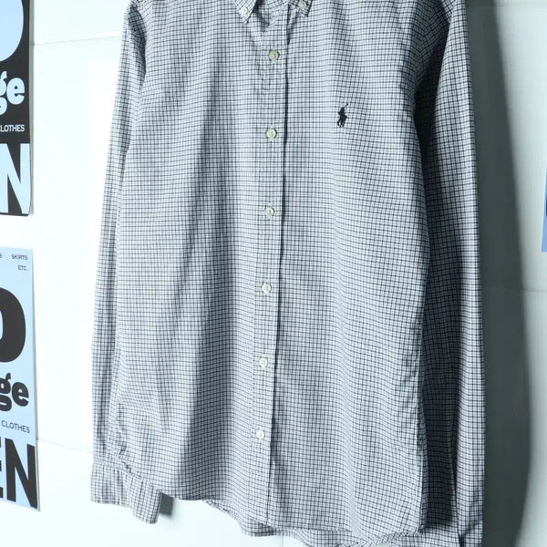 [BUNJANG] Polo Ralph Lauren Men's USA Check Black Pony Shirt L-XL / (L-XL) 폴로 랄프로렌 셔츠 남방 USA 체크 블랙 포니-H34413