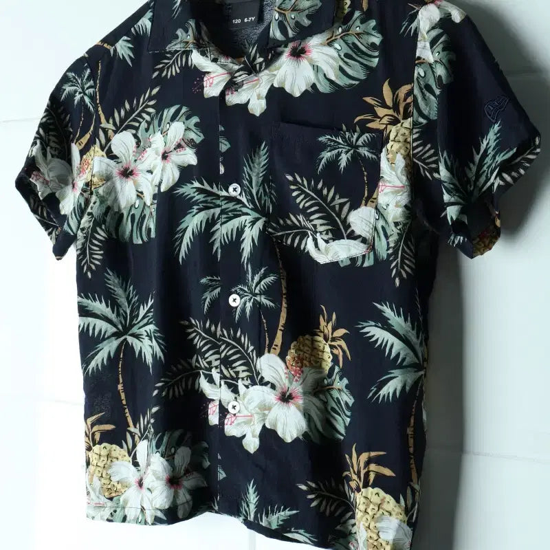[BUNJANG] New Era Kids Hawaiian Short Sleeve Shirt Navy / (F) 뉴에라 반팔셔츠 남방 아동 키즈 하와이안 네이비-H34415