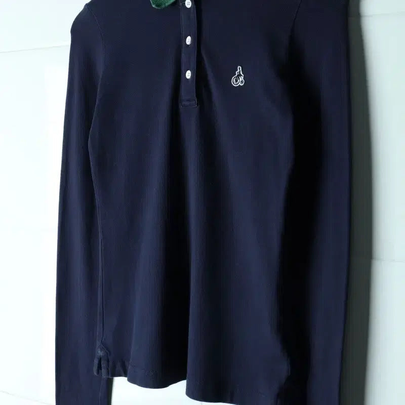 [BUNJANG] Beanpole Collar Long Sleeve T-Shirt Navy / W(S) 빈폴 카라 긴팔티셔츠 카라포인트 네이비 올드스쿨-H34428